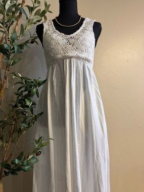 aerie White Crochet Boho Maxi Dress